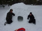 Tom and Jordan show off the lodge's second igloo of the year
